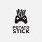 Game Stick with Potato Stick Logo Design Template