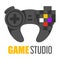 Game studio logo vector isolated. Gaming controller