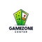 Game Zone Arcade with red button Logo Vector. Game Room illustration sign board, design template, Gaming industry advertising, Gam