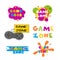 Game zone entertainment banner set, vector isolated illustration