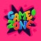 Game zone signage banner for children playgrounds cartoon vector illustration.