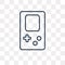 Gameboy vector icon isolated on transparent background, linear G