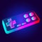 Gamepad - abstract retro game console controller. Outline vector illustration of wireless video game joystick in 3d line art style