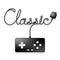 Gamepad or joypad black color and Classic text made from cable design illustration