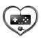 Gamepad or joypad black color and heart frame made from cable