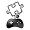 Gamepad or joypad black color and jigsaw puzzle shape made from cable design illustration