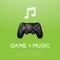Gamepad or joypad black color with pixel music note symbol design illustration