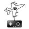 Gamepad or joypad black color and shooting airplane fighter shape