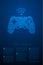 Gamepad or joypad shape Particle Geometric Bokeh circle dot pixel pattern, Esports game controller design blue color illustration