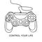 Gamepad sketch icon. Hand drawn vector illustration isolated on white background. Control your life concept