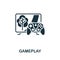 Gameplay icon. Monochrome simple line Game Element icon for templates, web design and infographics