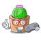 Gamer cartoon star cactus in flower pot