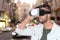Gamer enjoying a pair of VR glasses