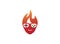 Gamer fire head hair console symbol smile vector logo design illustration on white background