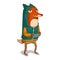 A gamer fox with joystick, isolated vector illustration. Calm casually dressed anthropomorphic fox