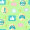 Gamer, Gaming Cartoon Vector Seamless Pattern