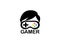 Gamer head hair console symbol vector logo design illustration on white background