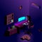 Gamer isometric room view