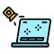 Gamer laptop icon vector flat