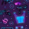 Gamer in laser tag vector player character gaming in lasertag with gun shooting in aim illustration in gameplay with