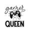 Gamer queen hand drawn vector illustration with hand holding a pink gaming controller