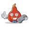 Gamer red kuri squash mascot cartoon