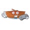 Gamer wooden boat sail at sea character