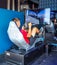 Gamers enjoy Playseat Formula E new racing simulator inside the Gaming Arena during 2019 New York City E-Prix