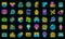 Gamification icons set vector neon