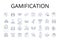 Gamification line icons collection. Skill-building, Puzzle-solving, Engagement strategy, Behavior modification