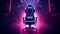 gaming chair on glowing tech background