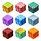 Gaming Cubes Landscape Elements Isometric Set