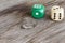 Gaming dice on wooden background