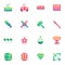 Gaming elements collection, flat icons set