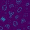 Gaming gadgets seamless pattern, outline. Esports, pc and console games. Line concept art with modern violet background
