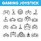 Gaming Joystick Vector Thin Line Icons Set