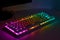 Gaming keyboard with RGB light. White mechanical keyboard with backlight