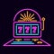 Gaming neon machine. Purple gambler with luminous lines