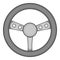 Gaming steering wheel icon, black monochrome style