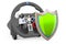 Gaming steering wheel with shield, 3D rendering