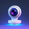 Gaming and Streaming Webcam Icon in Shiny White with Neon Details