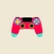 Gaming vintage and retro element Game joystick in flat line style. Hand drawn graphic Game Analog Controller, Game Pad Stick