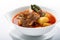 Gamjatang, spicy pork bone soup with potatoes and vegetables, AI generative