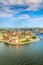 Gamla Stan, the old part of Stockholm in a sunny summer day, Sweden. Aerial view from Stockholm City hall Stadshuset