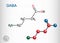 Gamma-Aminobutyric acid, GABA molecule. It is a naturally occurring neurotransmitter with central nervous system inhibitory