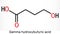 Gamma-hydroxybutyric acid, GHB, C4H8O3 molecule. It is neurotransmitter, liquid ecstasy, psychoactive drug. It is used in form of