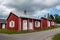 Gammelstad village with red wooden houses in Sweden
