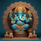 Ganesh blue color art 3D generative AI