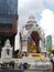 Ganesha in  Beautiful white Hindu shrines on roadside in Bangkok, Thailand