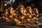 ganesha figurines,Religious souvenirs in India. Ganesha figurines in a gift shop,generative ai